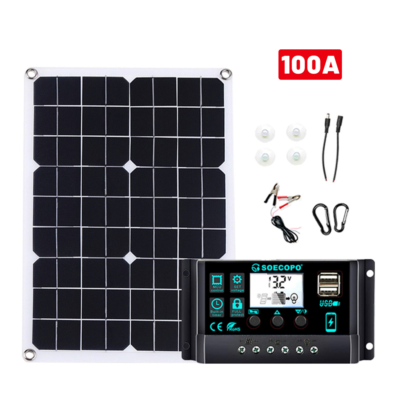 20W-25W Portable Solar Kit High Power Solar Panel with 10A-100A Controller Suit6