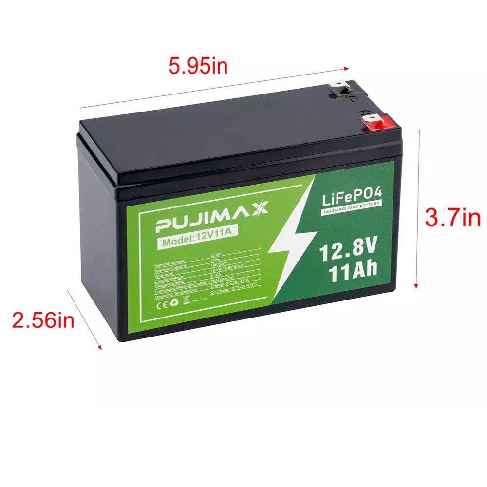 12V 11Ah LiFePO4 Lithium Battery Built-in BMS 5000+ Cycles For Solar Power RV