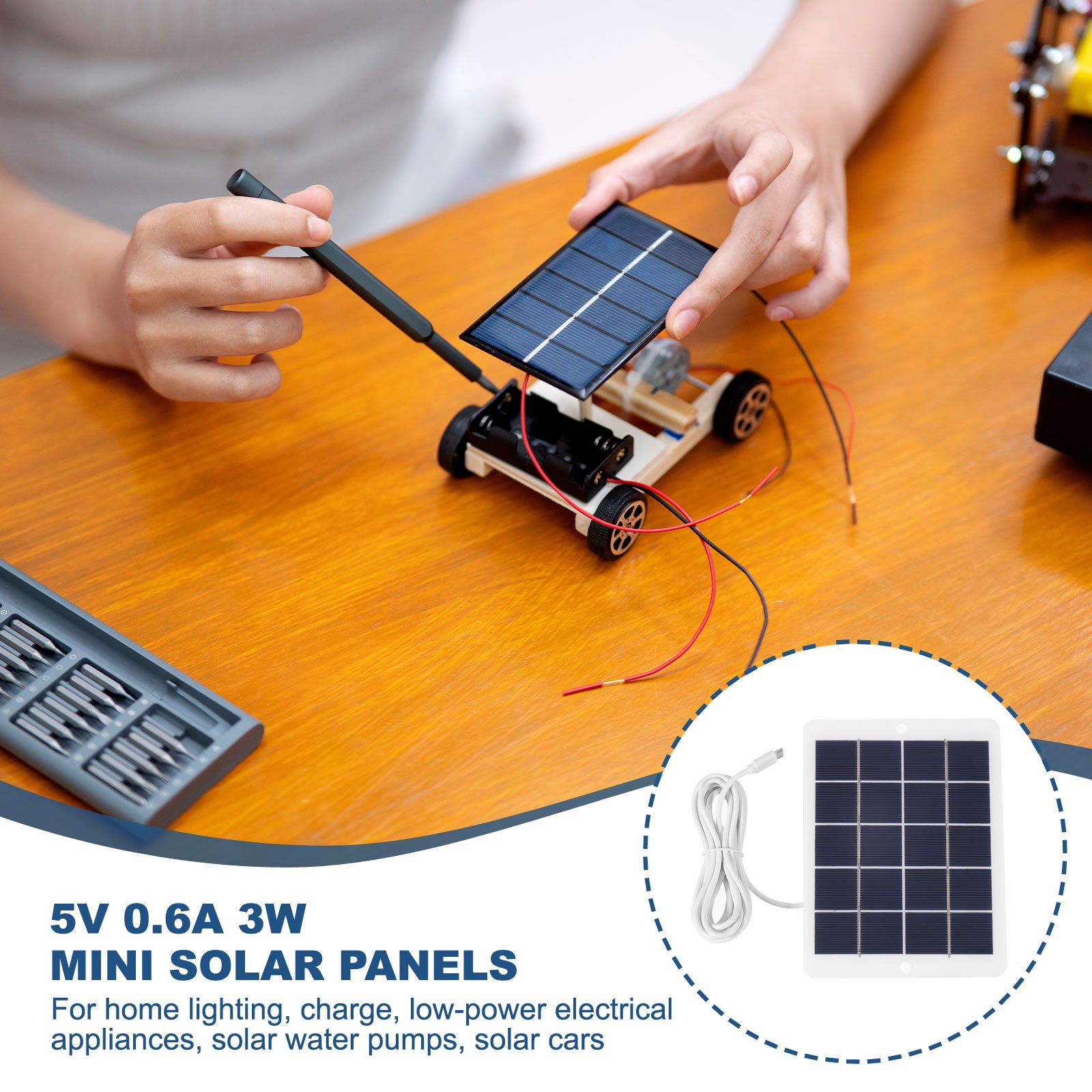 5V 0.6A 3W Mini Solar Panels, USB Polycrystalline Solar Panel Cell Charger