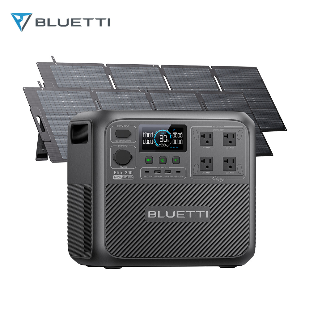 BLUETTI Elite 200 V2 2073Wh Portable Power Station+2*200W Solar Panel for Camp