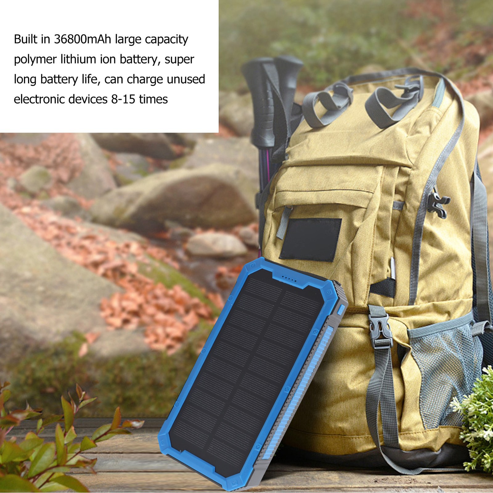 Solar Power Bank Waterproof wireless 36800mAh Fastest Charger 4USB Charging Port