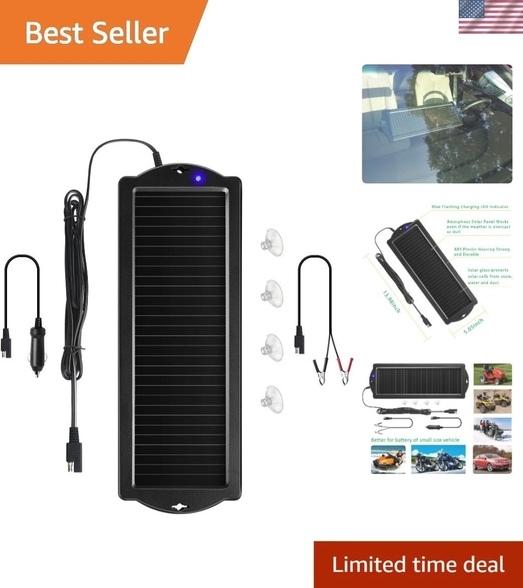 Durable Solar Battery Charger with Reverse Charging Protection for 12V Use