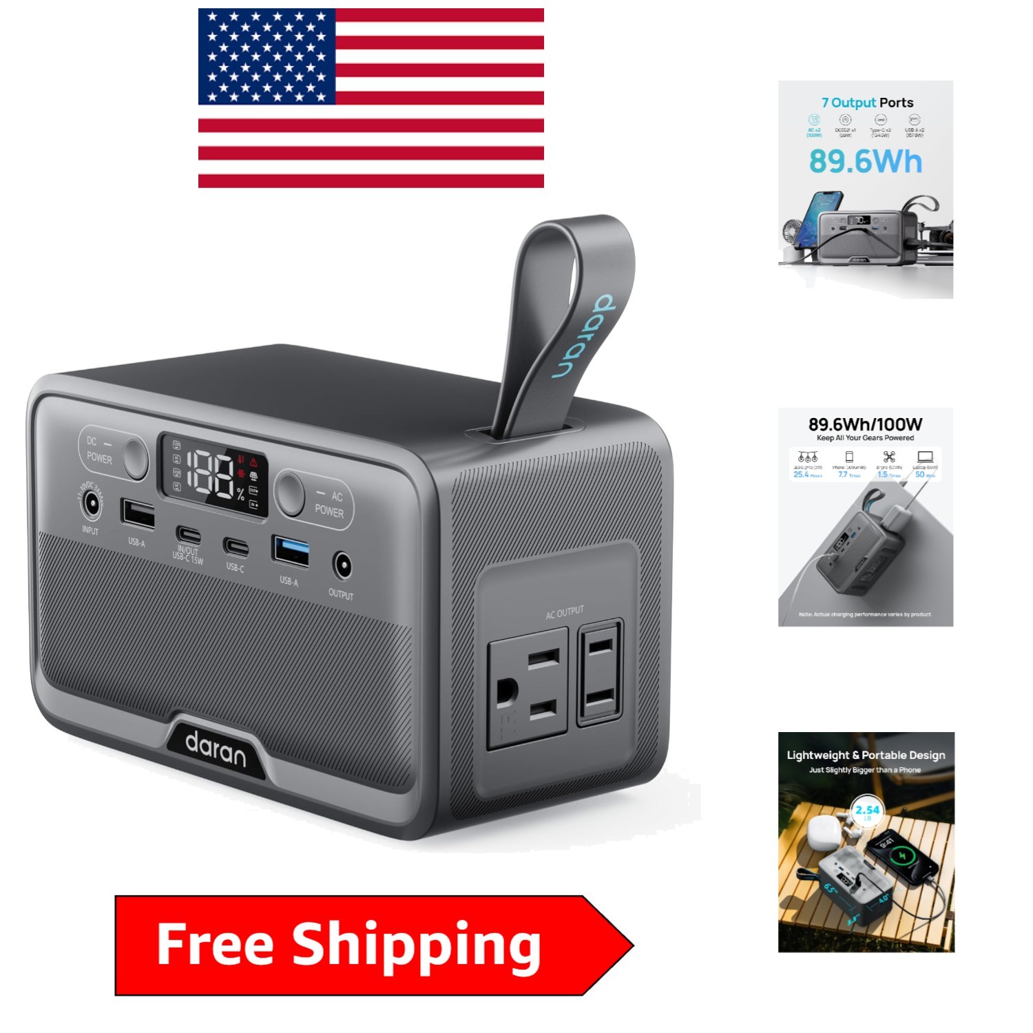 Lightweight 89.6Wh Power Station with Fast Charging – Perfect for Outdoors