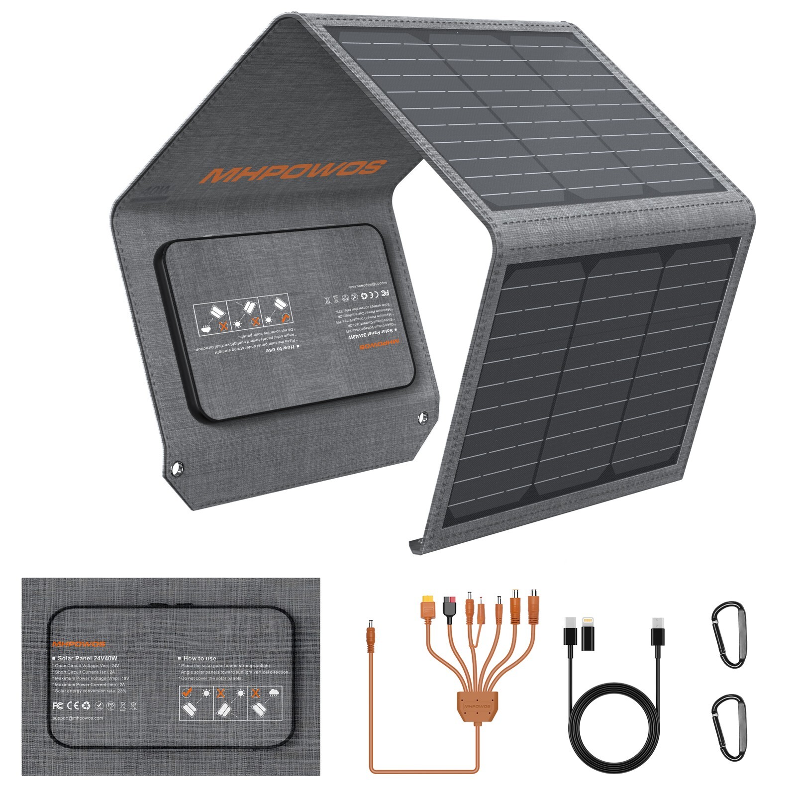 1x 2x Portable Solar Panel 40 80 120w Solar Panel Kit for Bluetti Power Station