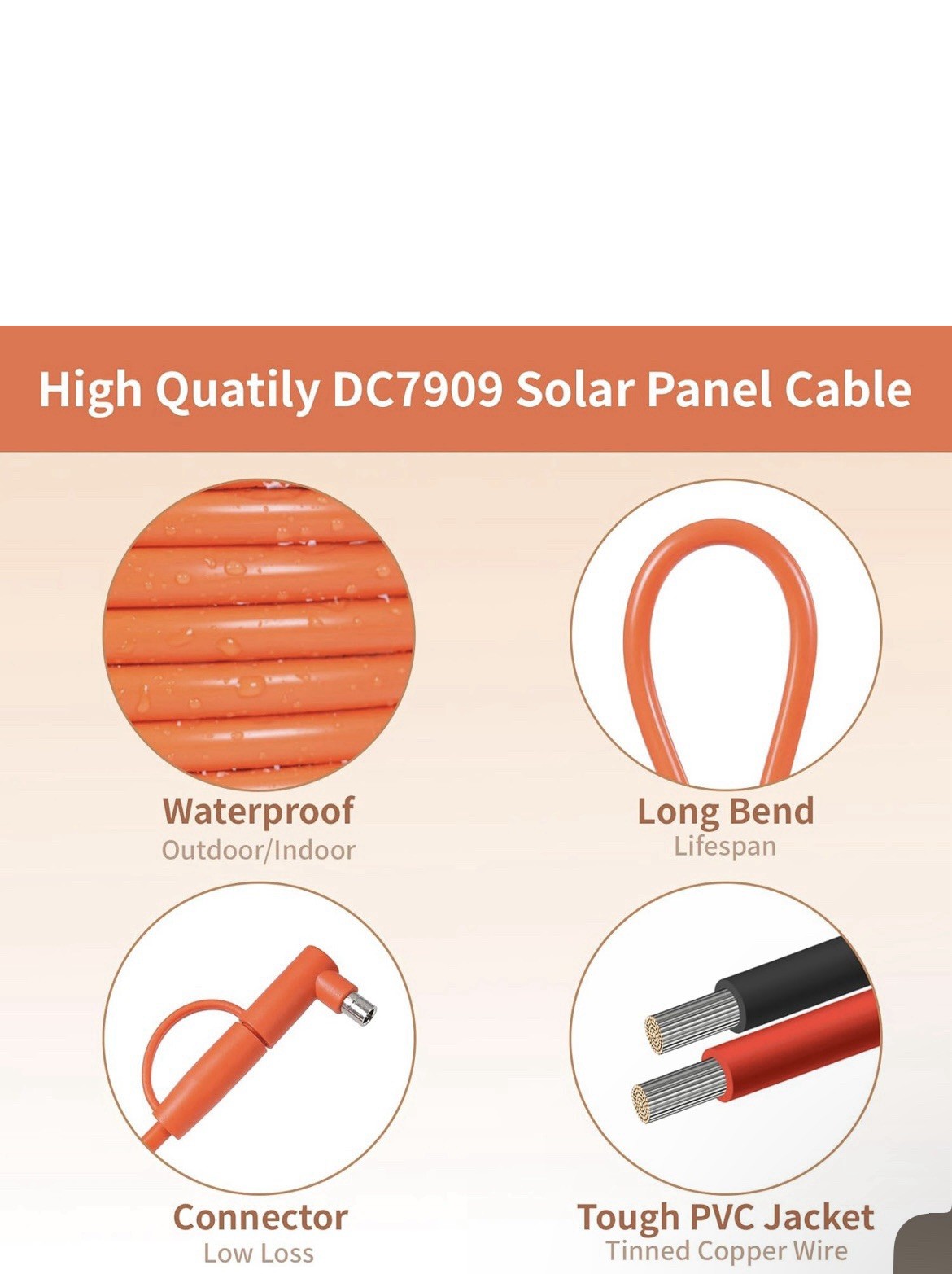 Pack of 4 14AWG DC Solar Panel Power Chords 5FT