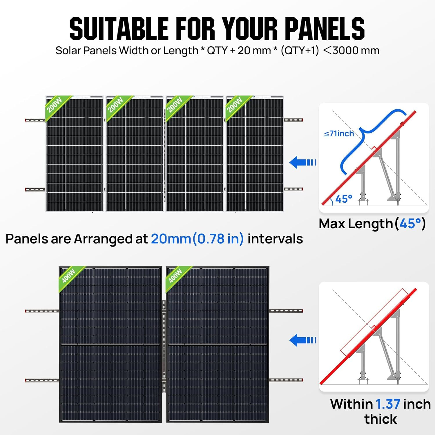 Upgraded Solar Ground Mount Adjustable Multi-Pieces Solar Panel Mounting Bracket