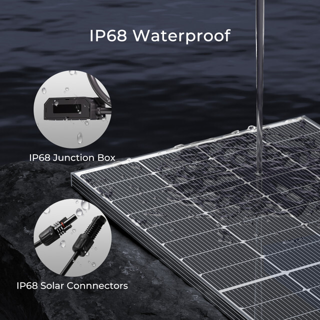 Renogy 12V N-Type 16BB 250W Watt Bifacial Solar Panel PV Power for RV Marine
