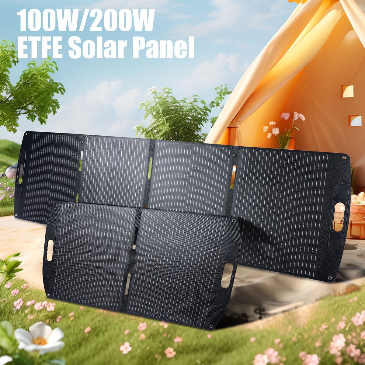 200W 400W Foldable Solar Panel ETFE Solar Charger for RV Camping Home,Easy Carry