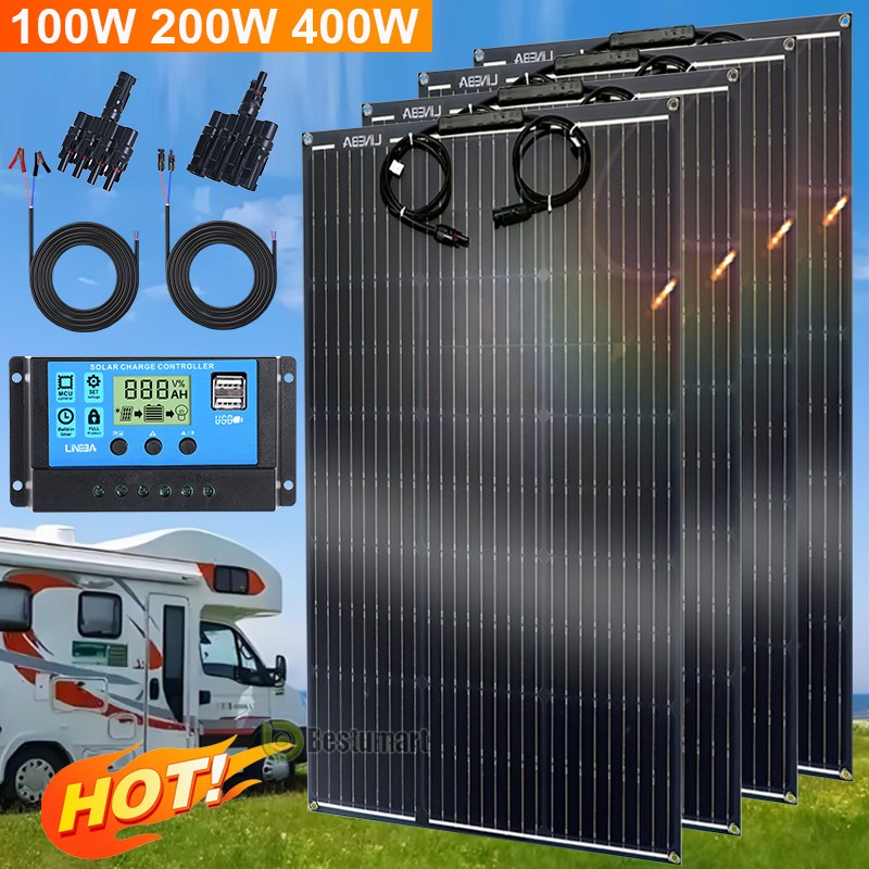 200W 400W Watt 12V Solar Panel Mono HighEfficiency PV for Sunshed RV Roof Home
