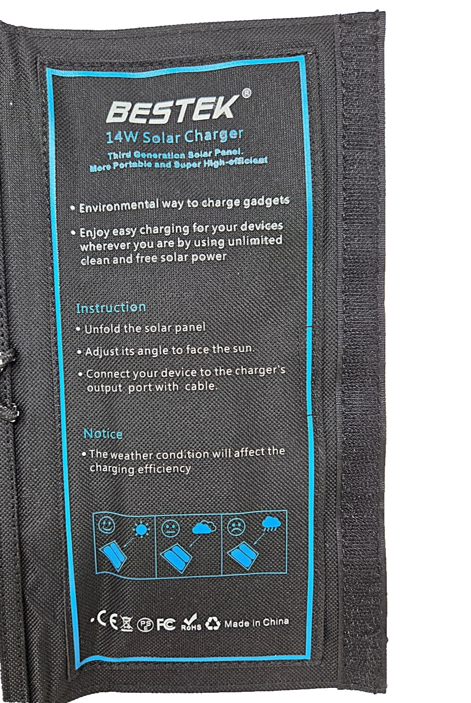 Bestek 14W Foldable Solar Charger with Smart IC – Model BTSP21-US