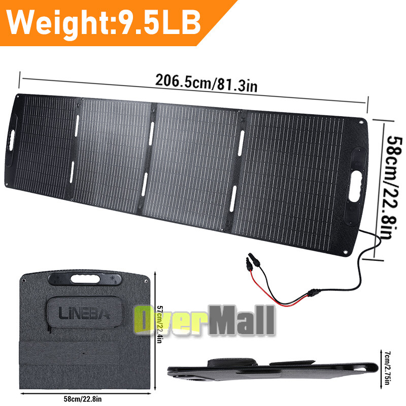22V Solar Panel Mono 200 Watt Foldable Caravan Camping Power Battery Charging