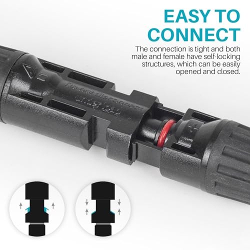 6-in-1 Solar Panel Connector Cable Kit, 14AWG Heavy-Duty Weatherproof 32FT