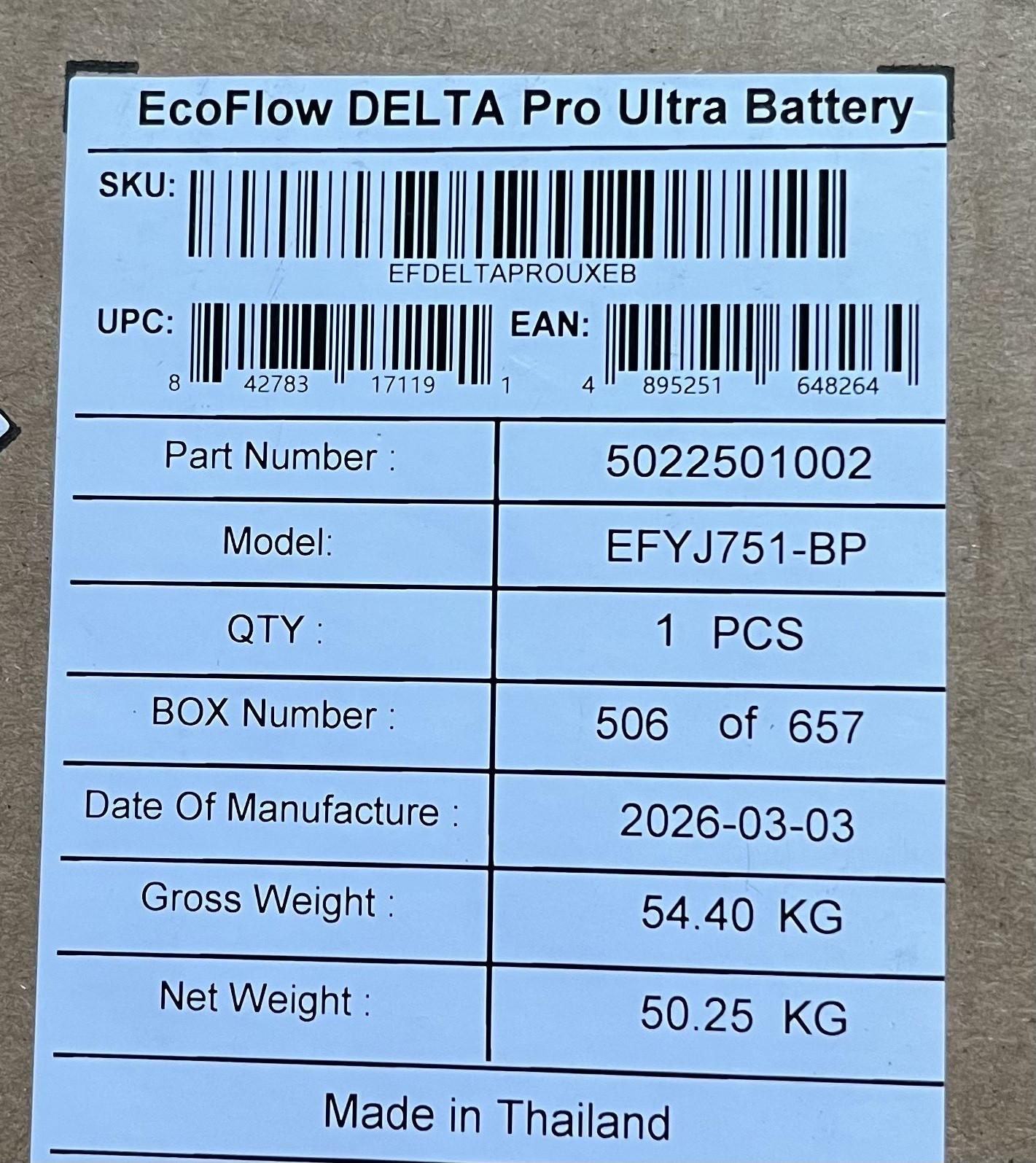 EcoFlow Delta Pro Ultra Battery EFYJ751-BP