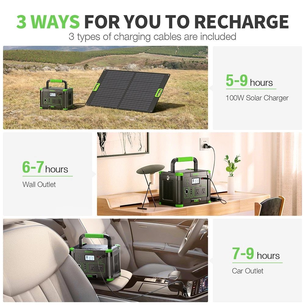 500W 519Wh Power Station Portable Solar Generator RV Backup Battery Camping
