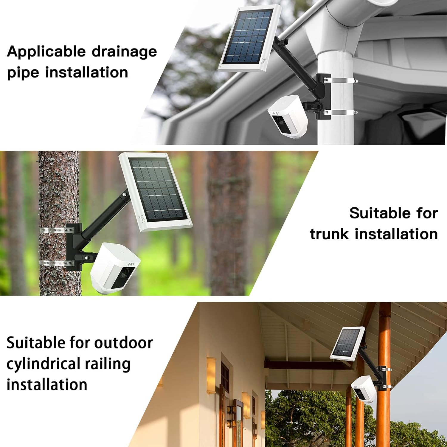 2-In-1 Pole Mounting Bracket for Ring Stick up Cam, Solar Panel and Battery Outd