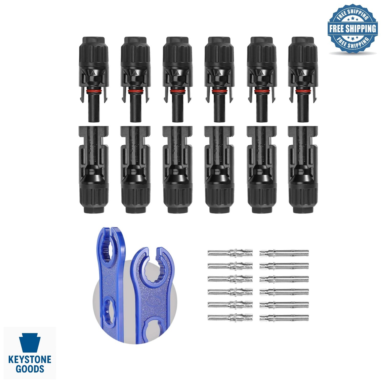 12 Pack Solar Panel Connector Kit – Waterproof, Weatherproof, 6 Pairs Male/Fe…