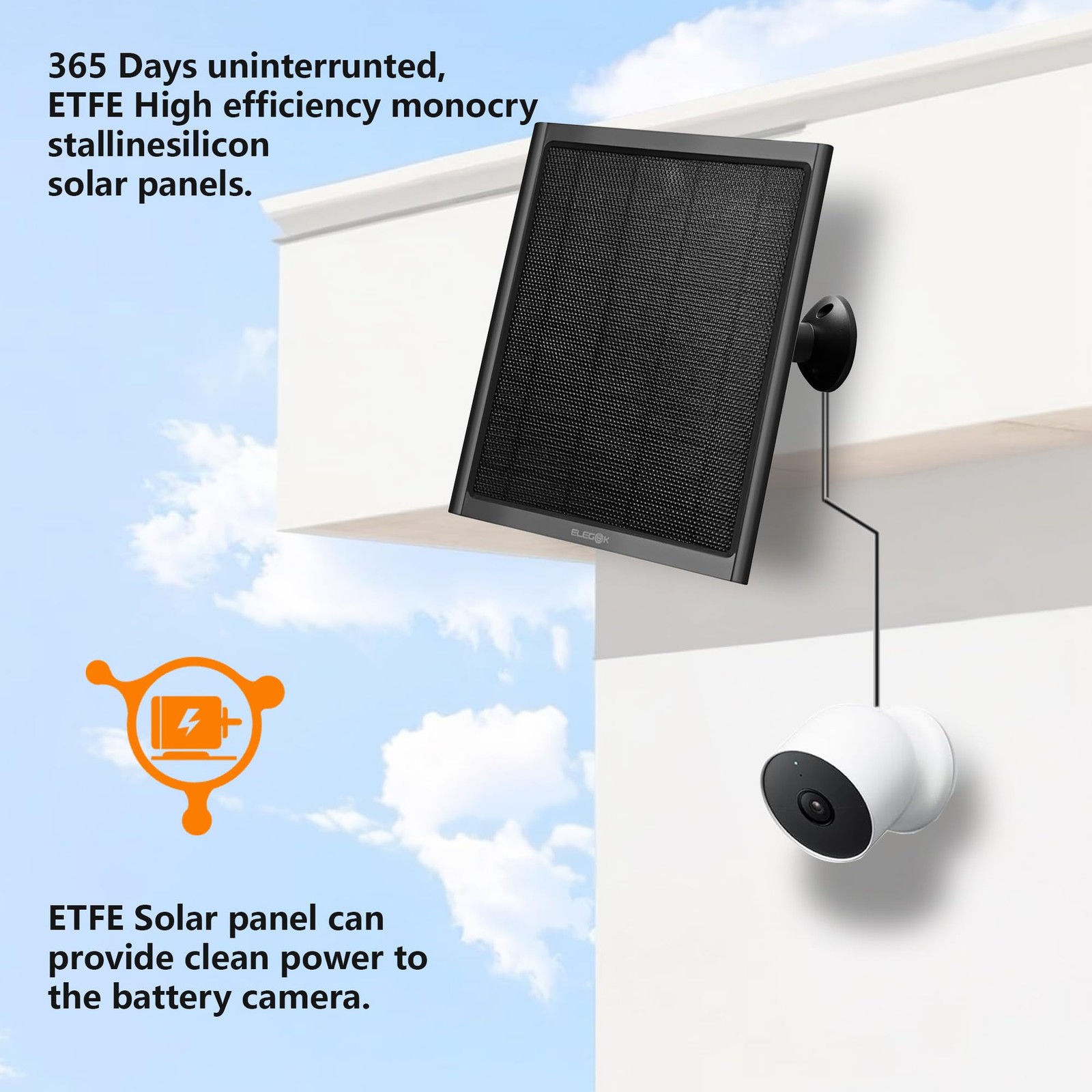 8W Solar Panel for Google Nest Camera Outdoor&Indoor Battery Version 2Pack