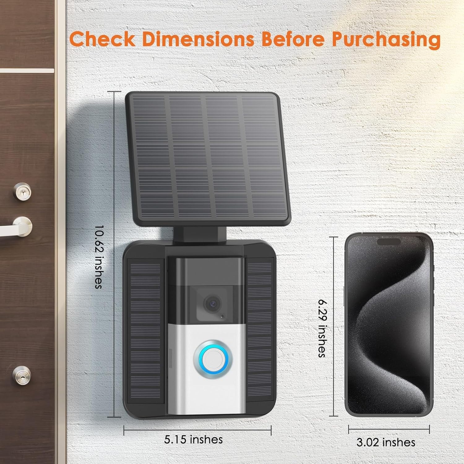 Solar Charger Compatible for Ring Video Doorbell 3/3 Plus/4/Battery Doorbell Plu