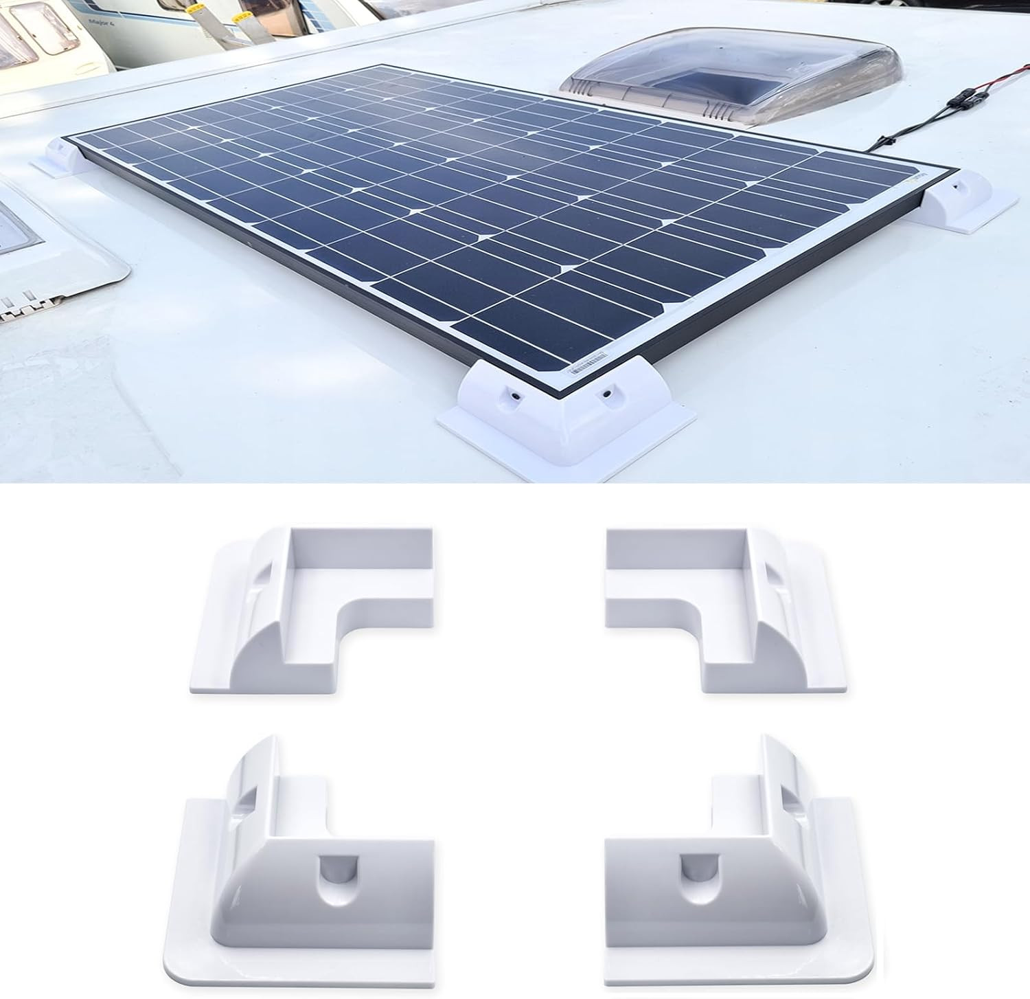 Solar Panel Mounts Bracket Set of 4Pcs (White), Drill Free ABS Corner Roof Brack