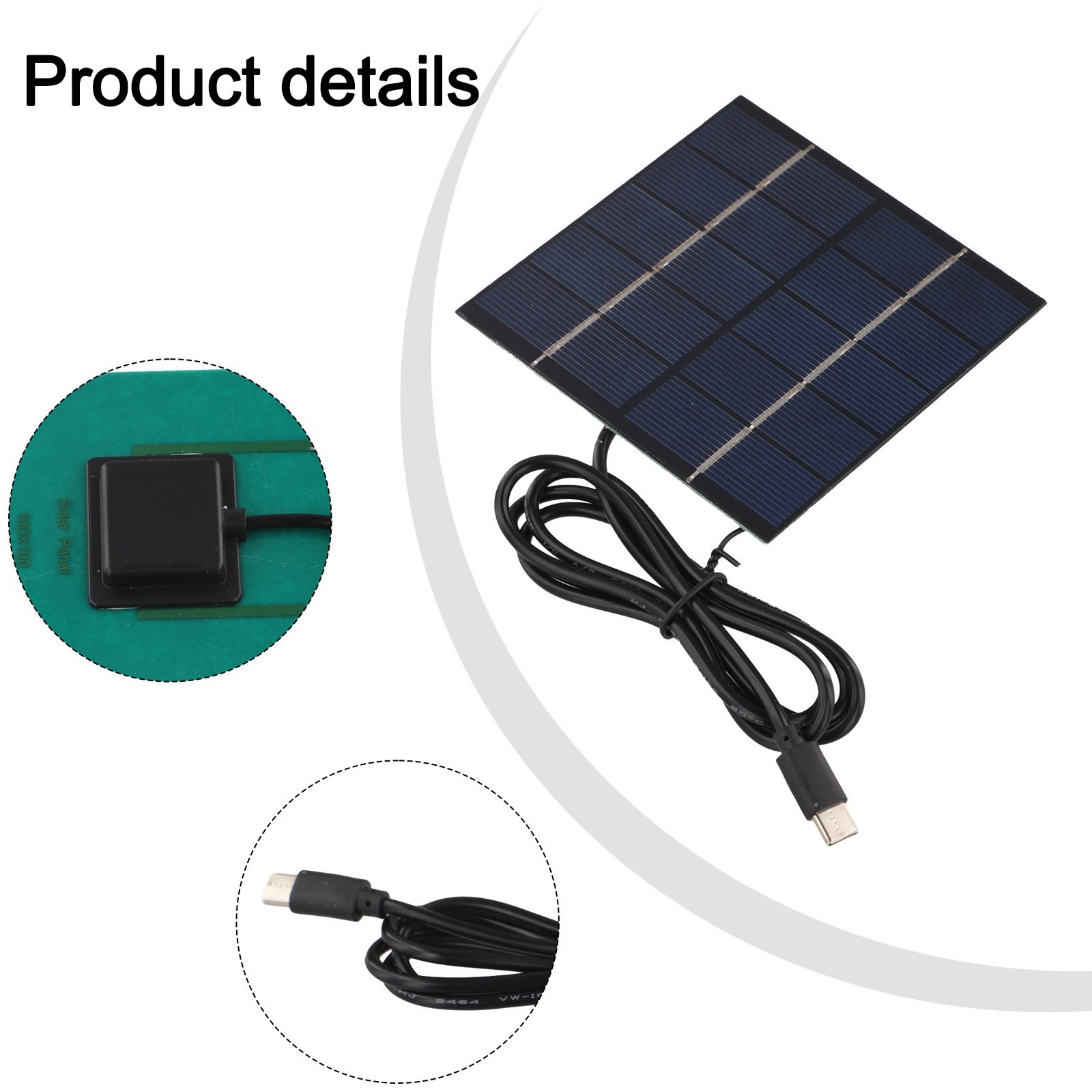 Outdoor Charger 1 Meter USB Cable 1.5W Solar Output Compatible Mobile Devices