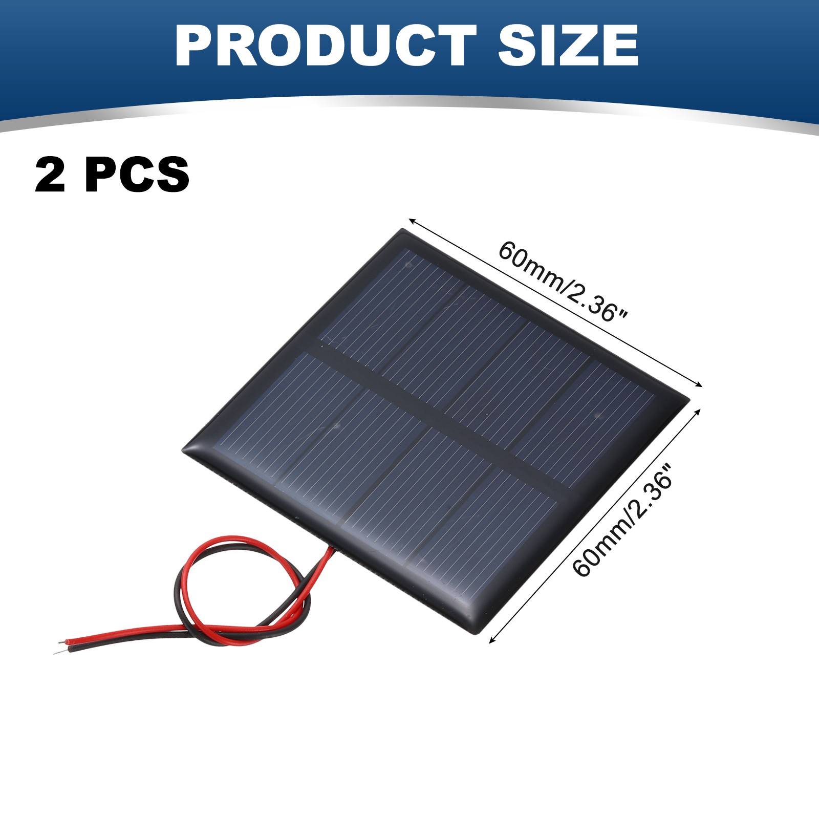 2Pcs 2V 0.32W 160mA Mini Solar Panels with Cable