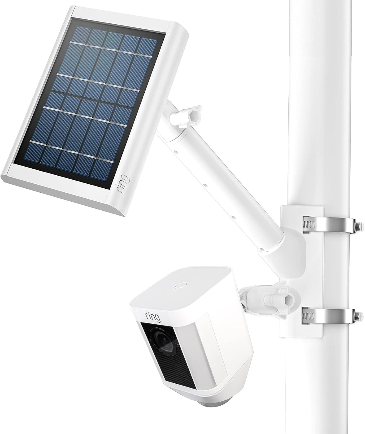 2-In-1 Pole Mounting Bracket for Ring Stick up Cam Pro Solar Panel and Battery O