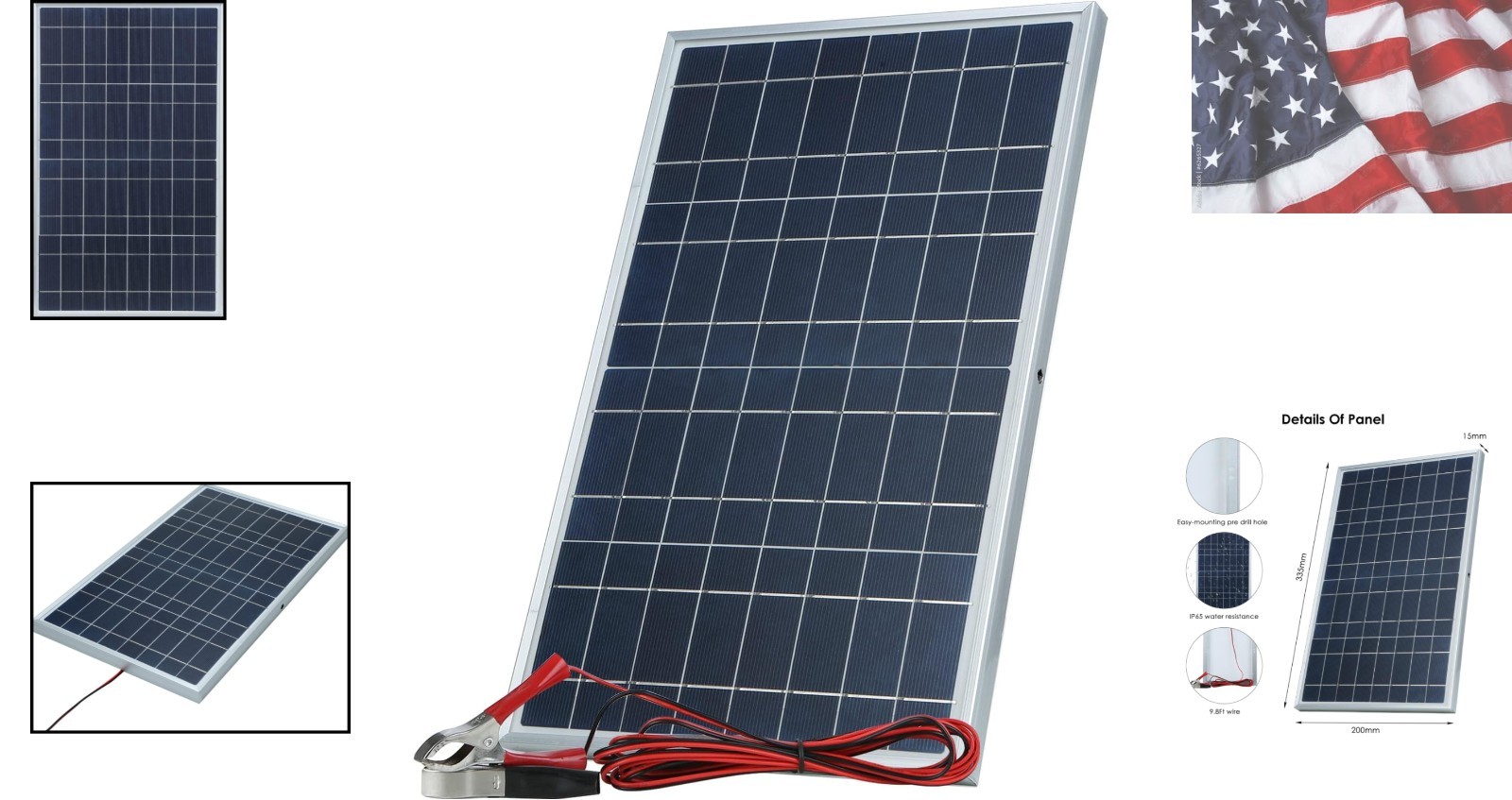 Solar Panel, 30W Portable Solar Panel Kit Set, Waterproof with Alligator Cli…