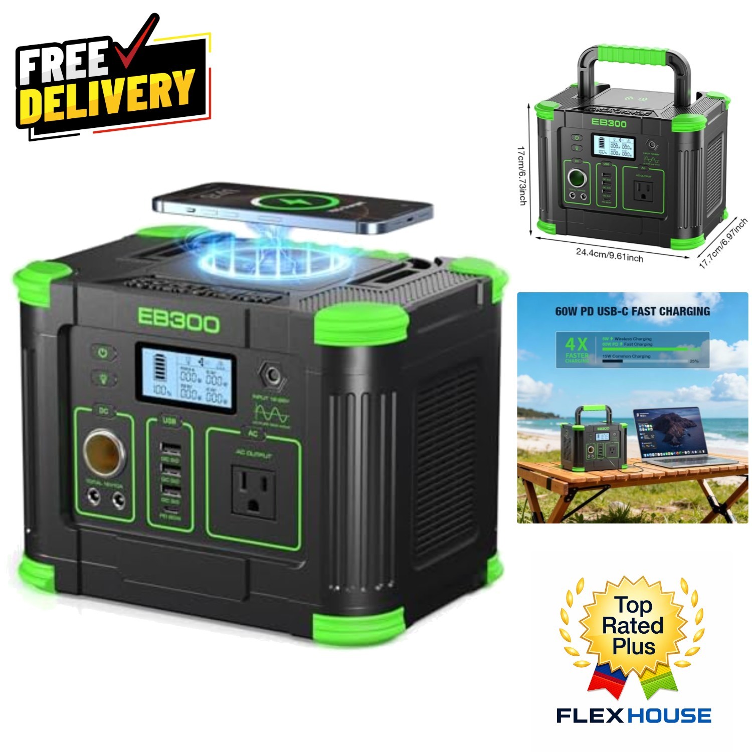 Grecell 300W Portable Power Station – Reliable Solar Generator for Outdoor Use