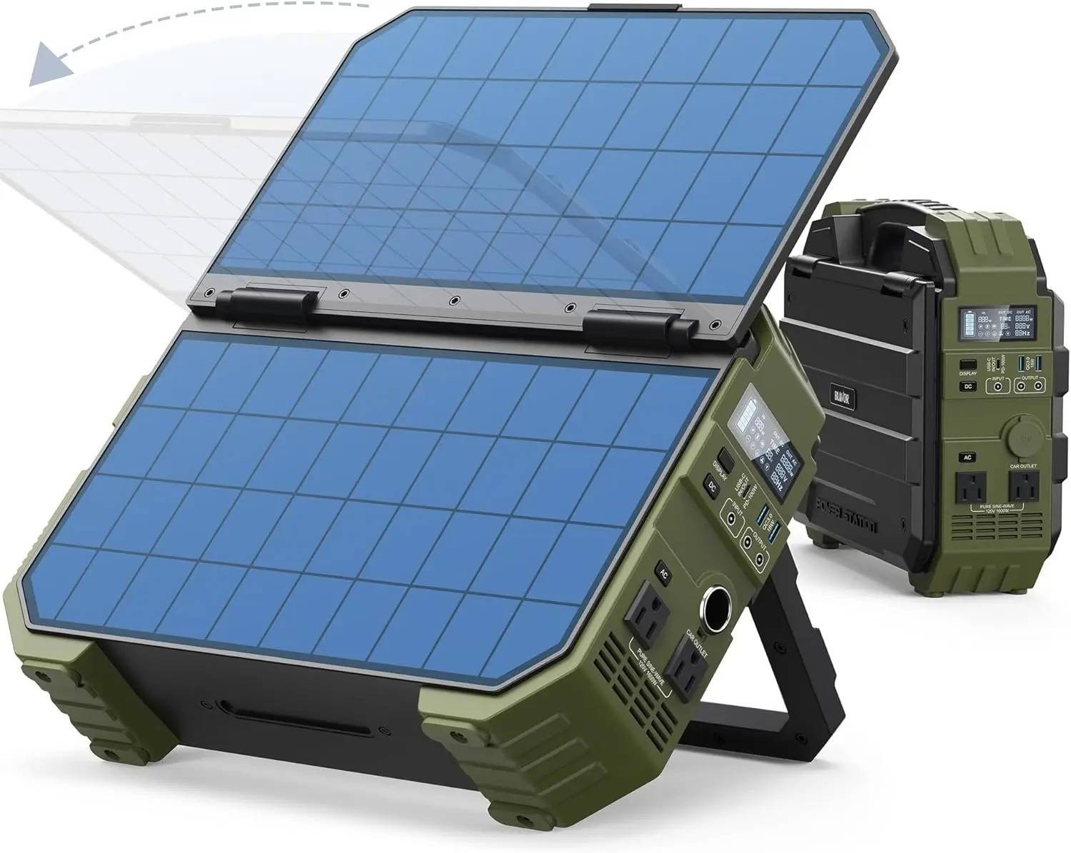 Portable Power Station 1600W Solar Panel 1024Wh Power Battery 100W USB C Charge