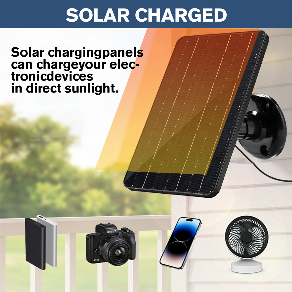 10W Solar Panel Charger with USB-C Port for Rechargeable Battery Security Camera