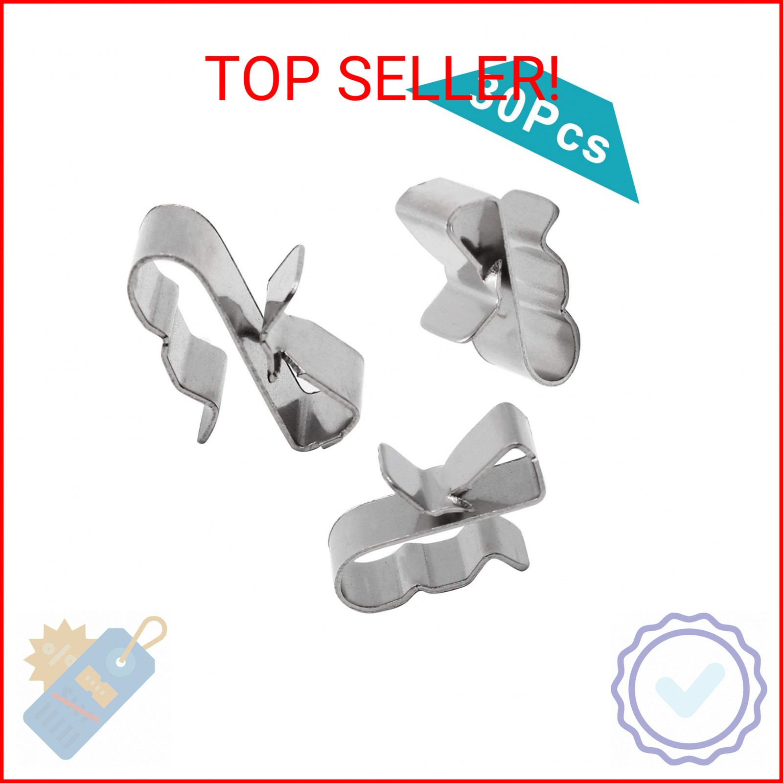PHITUODA 30pcs Solar Panel Cable Clips Trailer Wire Clips Stainless Steel, 0.85″