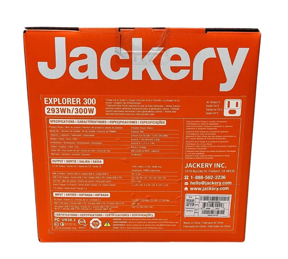 Jackery Portable Power Station Explorer 300, 293Wh Backup Lithium Battery New