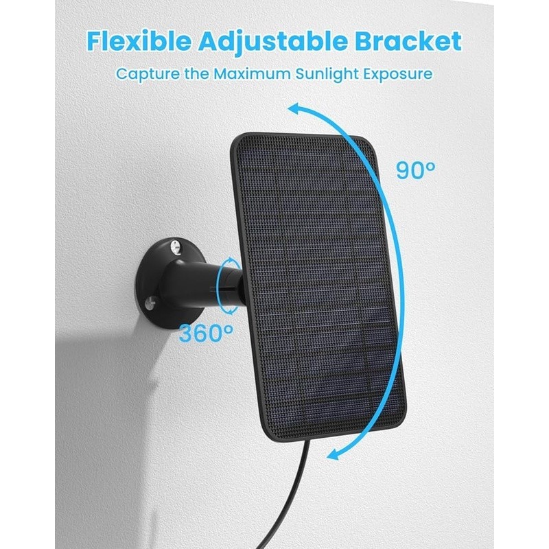 5W Solar Panel Blink Outdoor Camera Continuous Power 360° Adjustable Mount 3 Pk