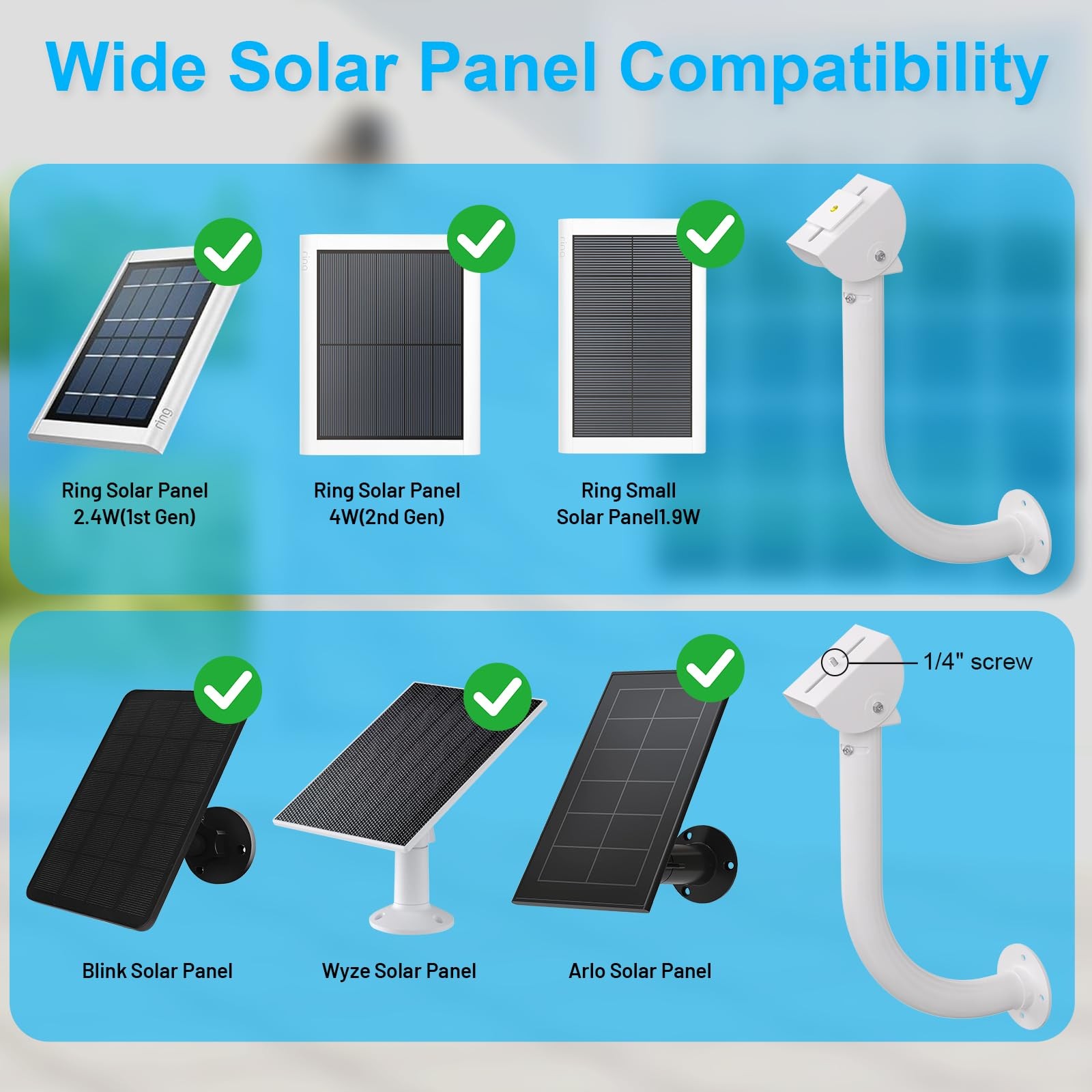 Universal 2 Pack Solar Panel Wall Mount Bracket – 30cm L-Shape Mount with Adj…