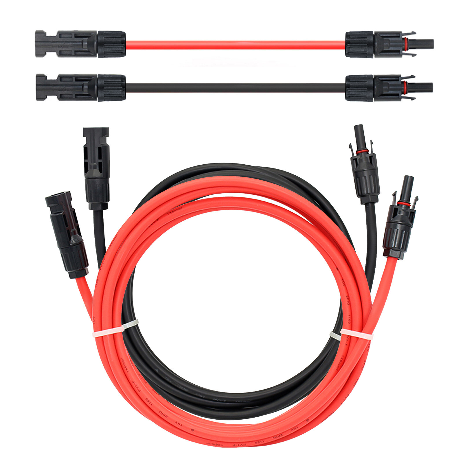 10AWG Solar Panel Male and Female Connectors Extension Cables-1 Pair (Red&Black)