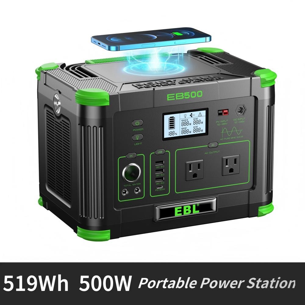 500W 519Wh Power Station Portable Solar Generator RV Backup Battery Camping