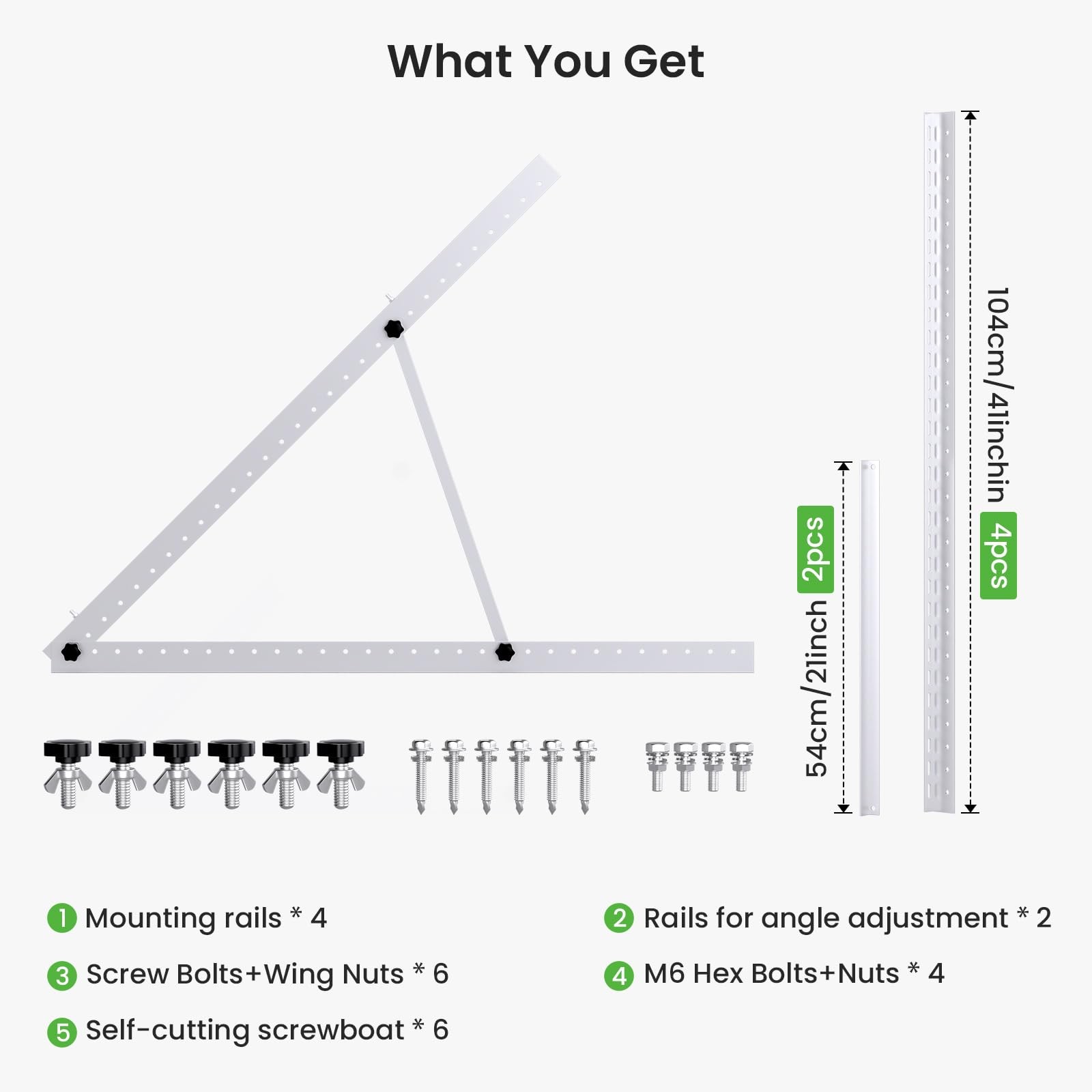41in Adjustable Solar Panel Mount Brackets with Foldable Tilt Legs, Aluminum …