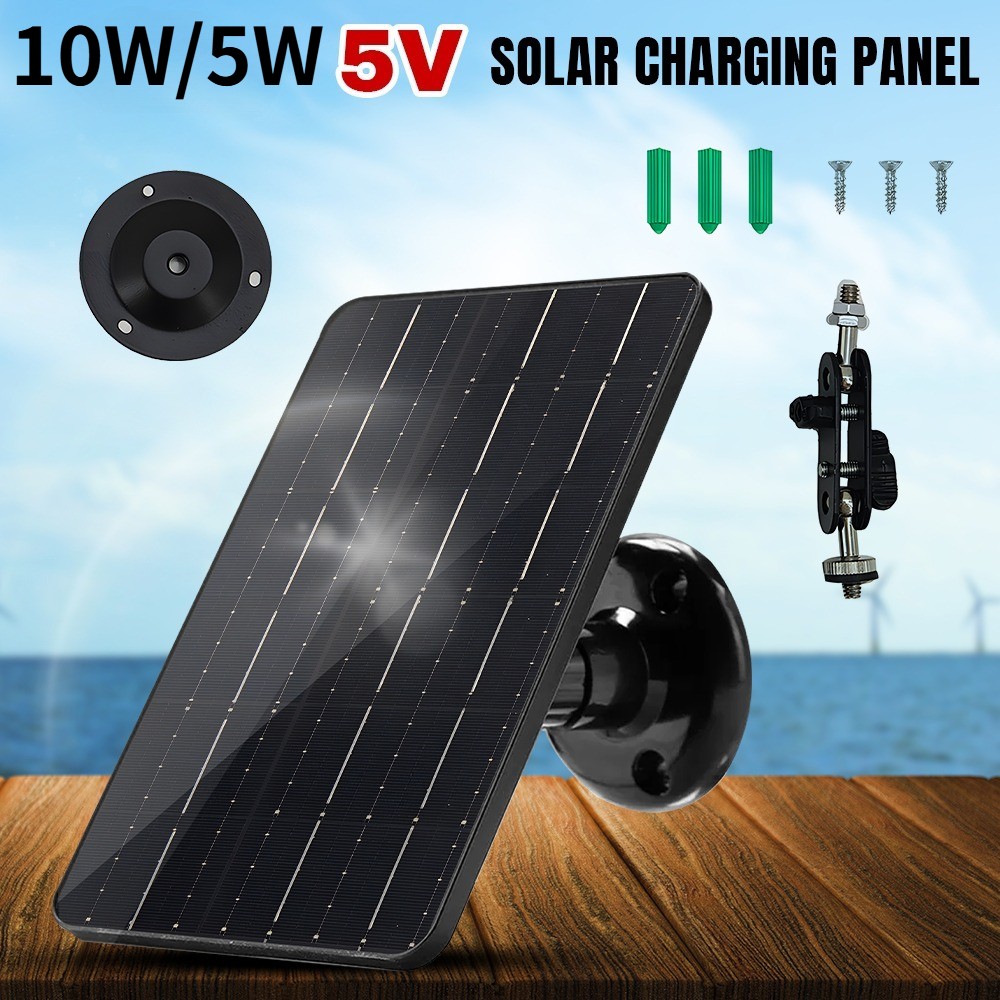 Solar Panel for Security Camera Micro USB/USB-C/DC Port Solar Panel Adjustable