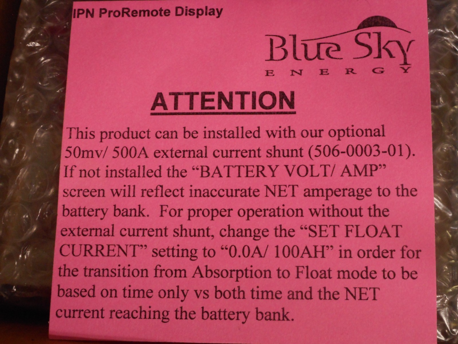 Blue Sky Energy IPN Pro Remote Display, 25′ Cable Included