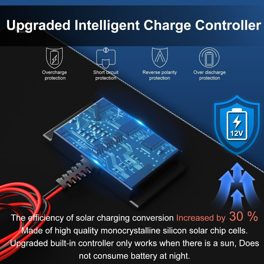 Waterproof Solar Battery Maintainer Car RV Charger 12 Volt Tender Trickle 5W New