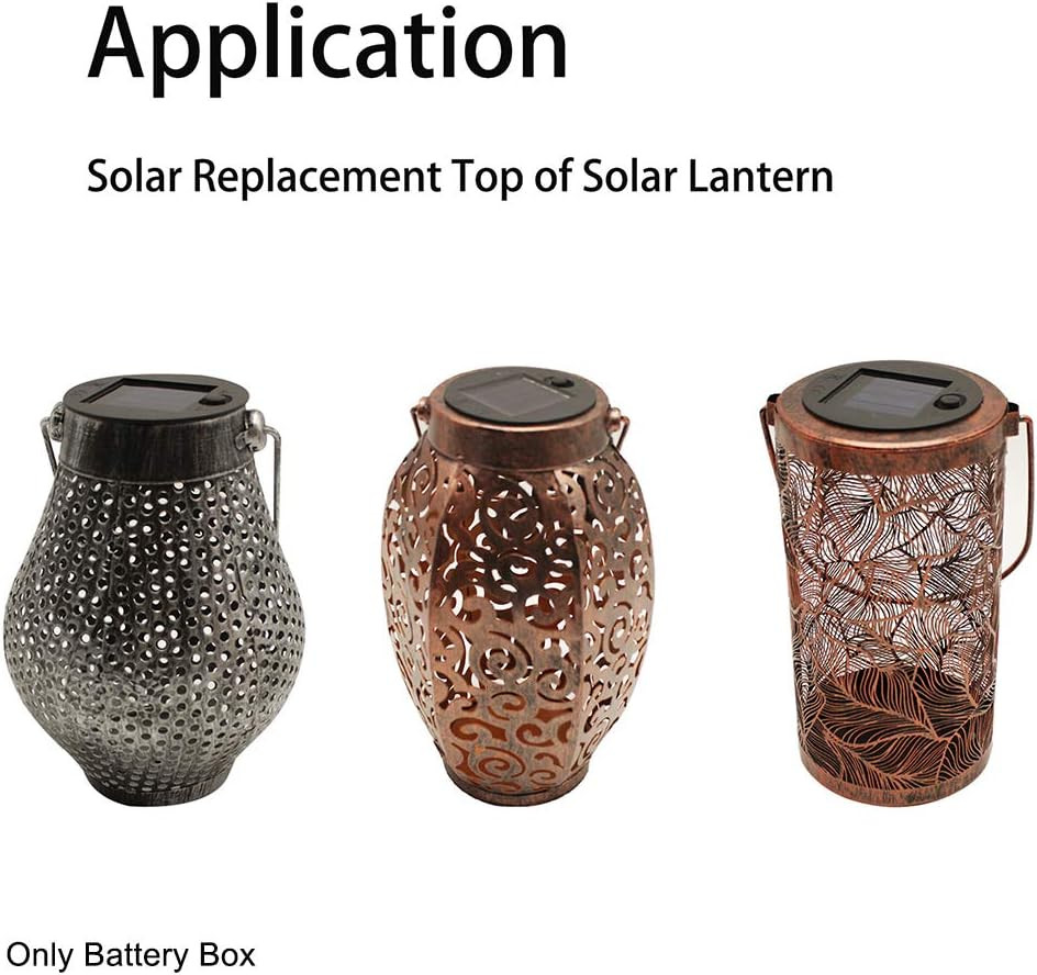 2 Pack Solar Light Replacement Top,Waterproof Round Solar Panel,Warm White LED,