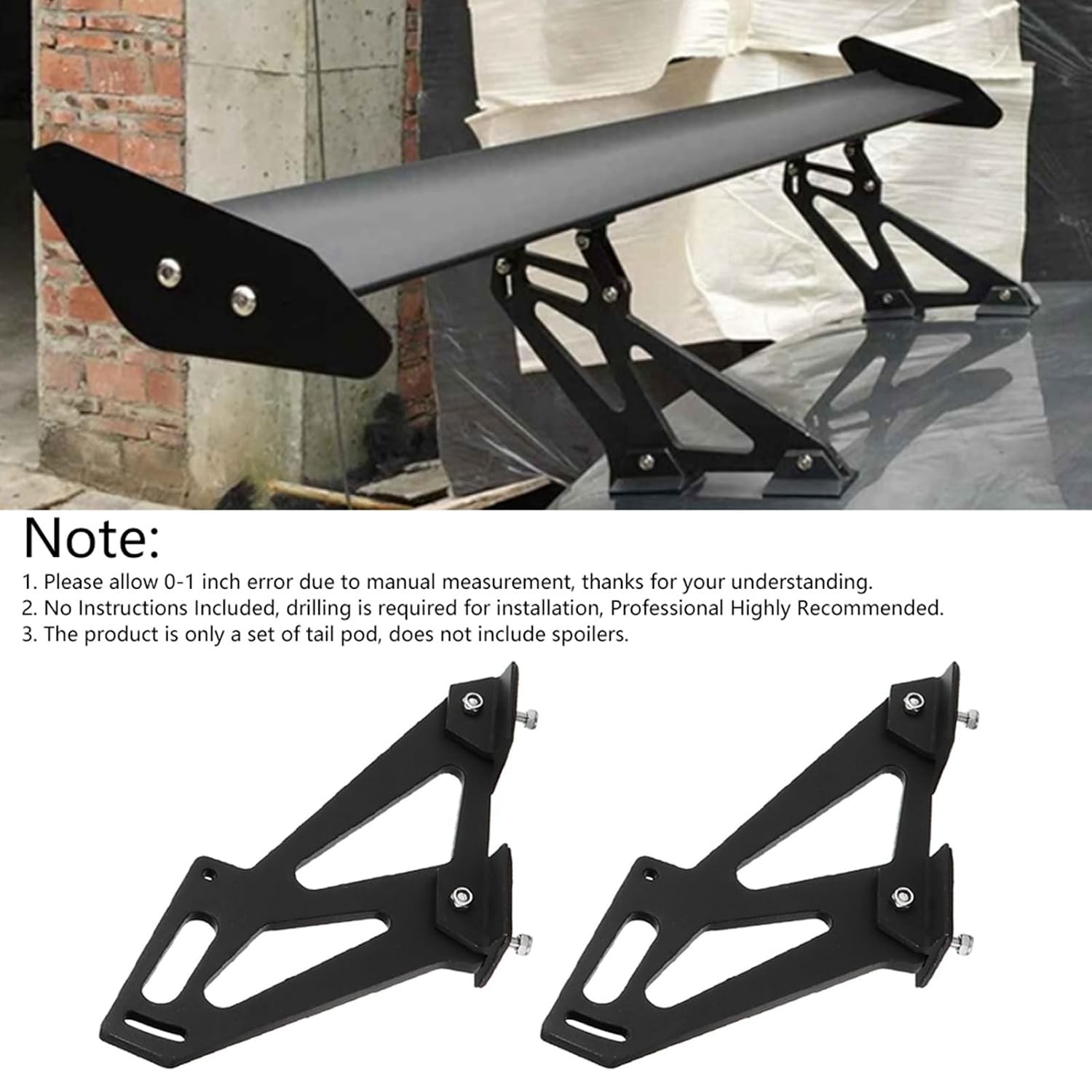 Universal 16cm/6.3in Rear Car Spoiler Mounting Brackets CNC Aluminum Alloy