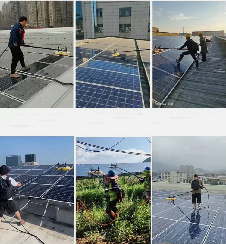 Double Head Solar Panel Cleaning Machine Retractable Photovoltaic Panels Brush