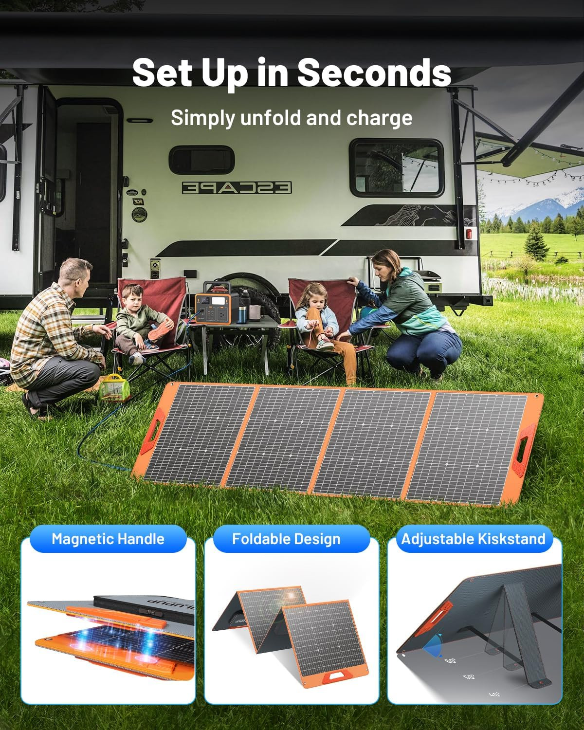 200 Watt Portable Solar Panel for Power Station, 24% High Efficiency Foldable So
