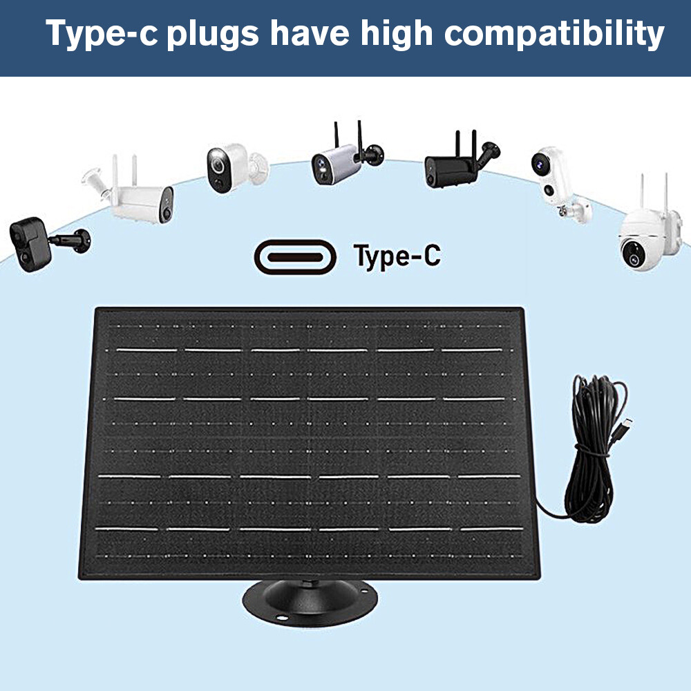 30W Portable 5V Solar Panel For Camera Surveillance Battery WithType-C Output