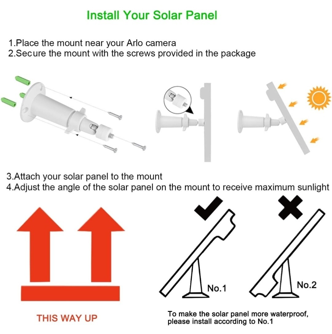 iTODOS Solar Panel Compatible with Arlo Pro and Arlo Pro2 Camera,11.8FT