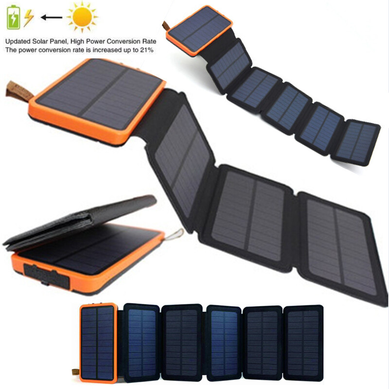 46800mAh Solar Power Bank Folding 6 Solar Panel Portable Charger For Cell Phone