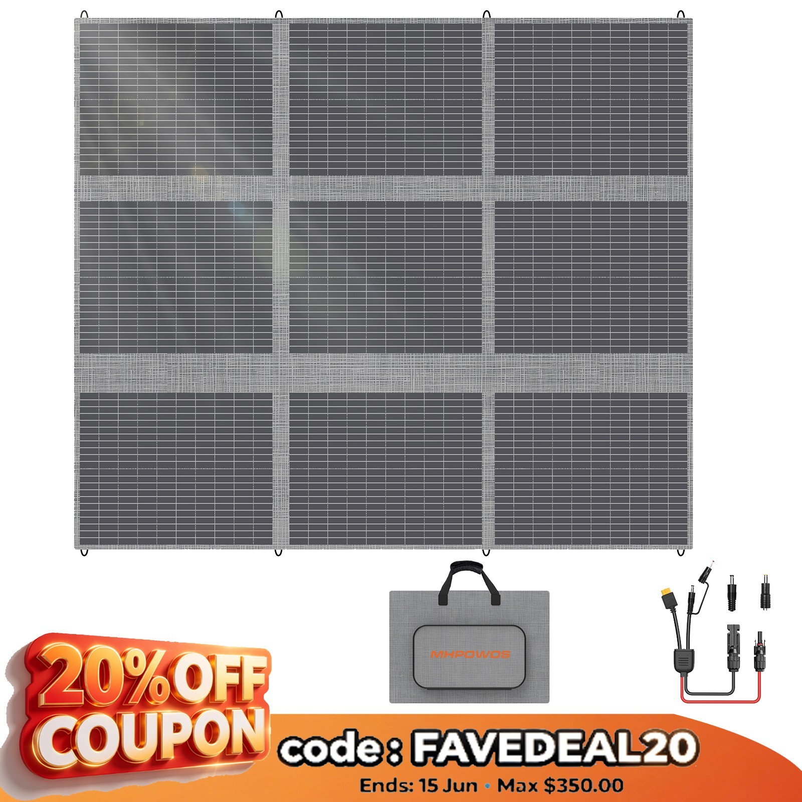 Mhpowos 400W solar panel Portable Foldable for Camper Camping solar powerstation