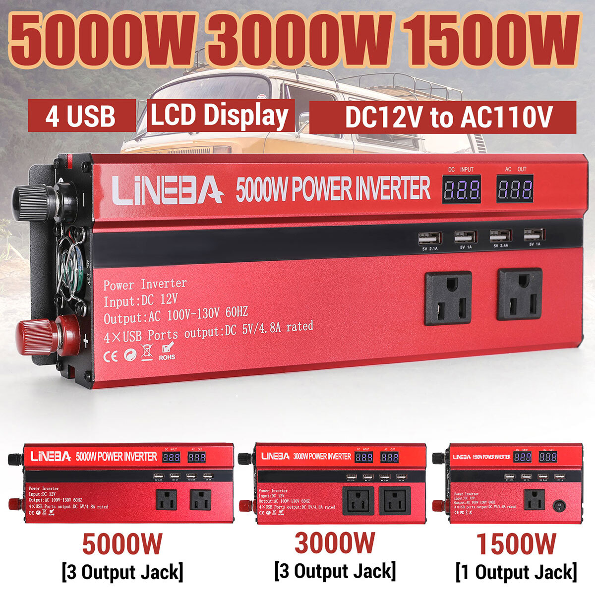 6000W Inverter Solar Panel Kit Solar Power Generator 100A Home 110V Grid System