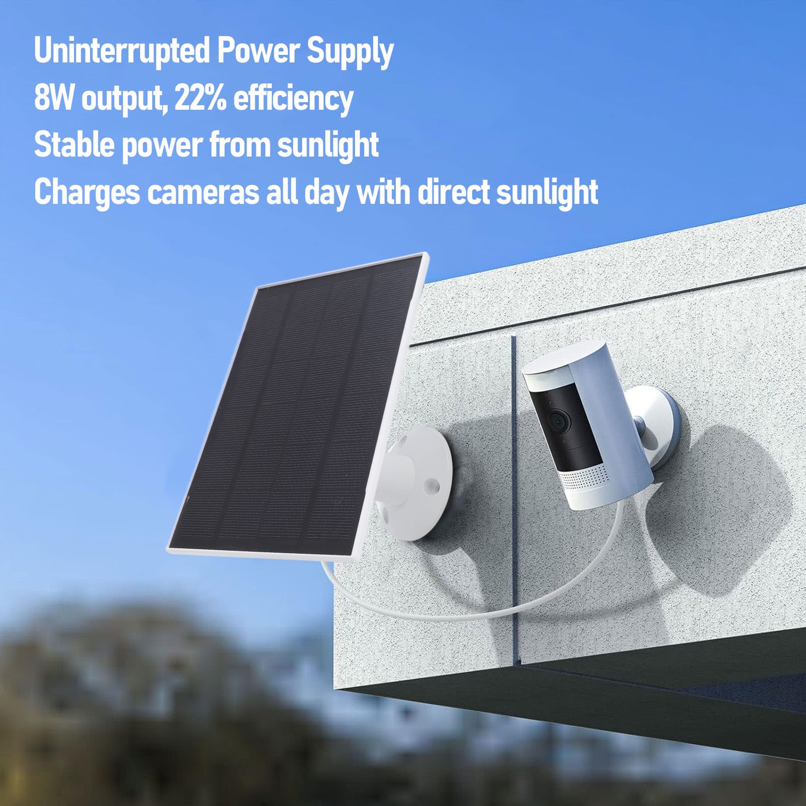 White Solar Panel For Bird Feeder Camera Waterproof Charger For Outdoor Use